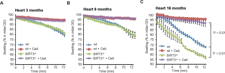 SIRT3 prevents mitochondrial permeability transition in cardiac tissue during aging