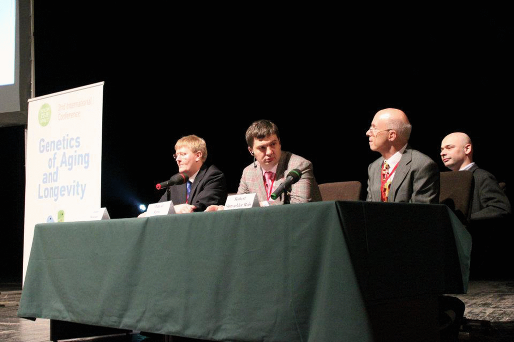 Alexey Moskalev (co-chair of the Organizing committee), Mikhail A. Batin (co-chair of the Organizing committee) and Robert Shmookler Reis