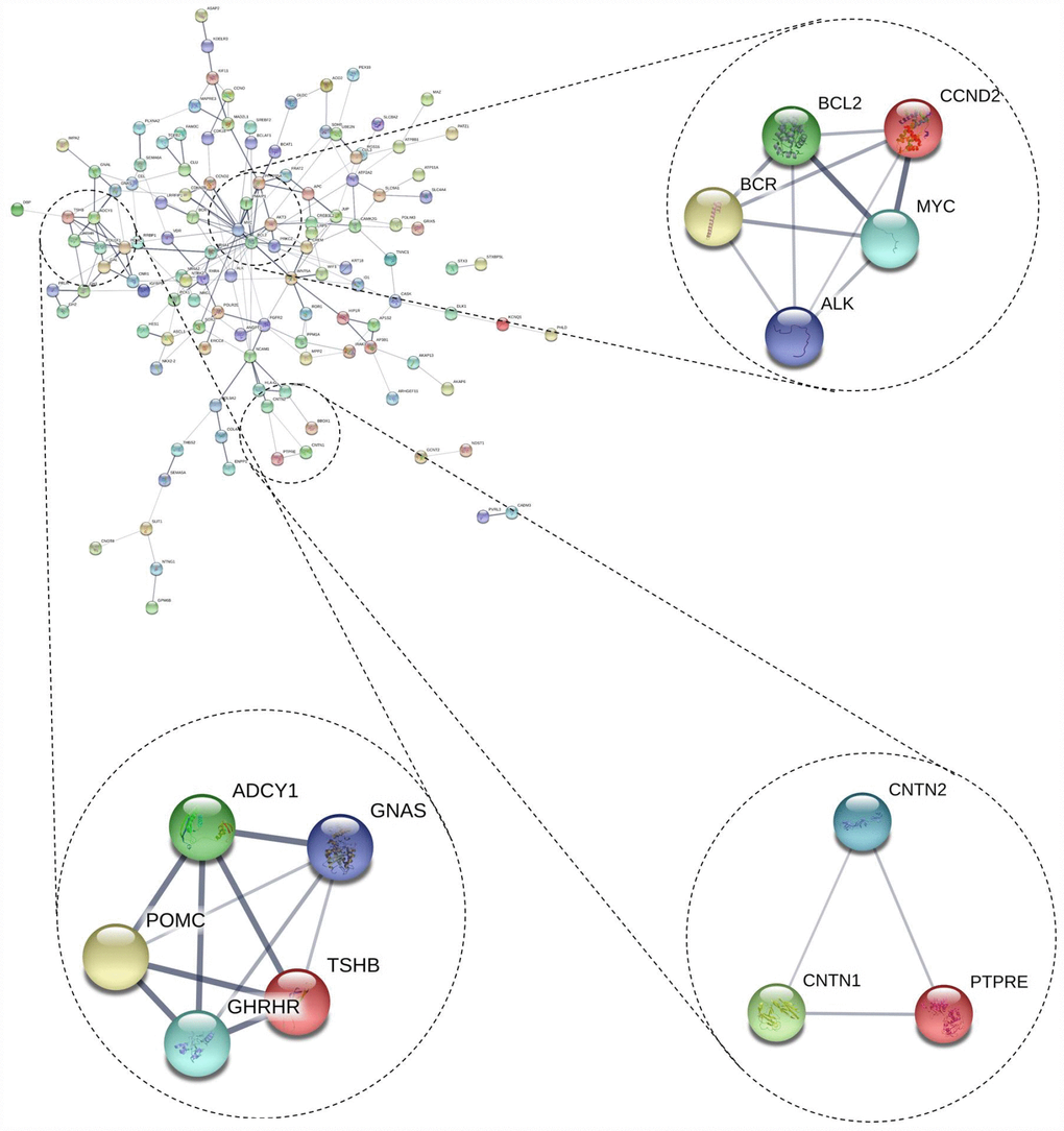 Top 3 modules from the protein-protein interaction network.