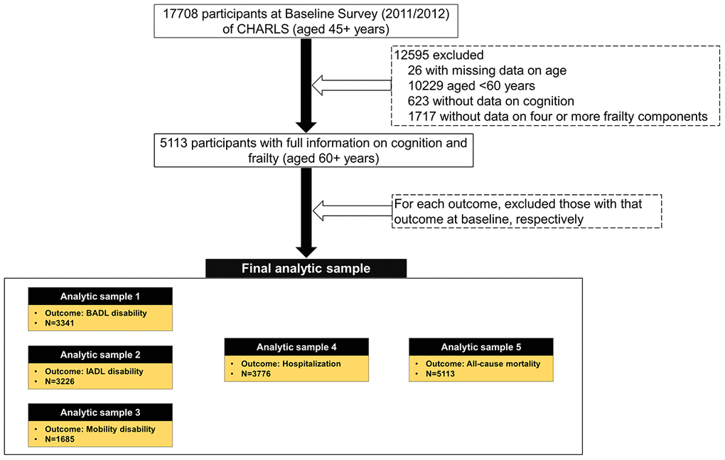 Flow chart of analytic sample. CHARLS, the China Health and Retirement Longitudinal Study; BADL, basic activity of daily living; IADL, instrumental activity of daily living.