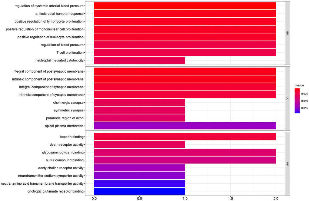 GO term enrichment analyses of the prognostic genes. The main GO terms (P values 