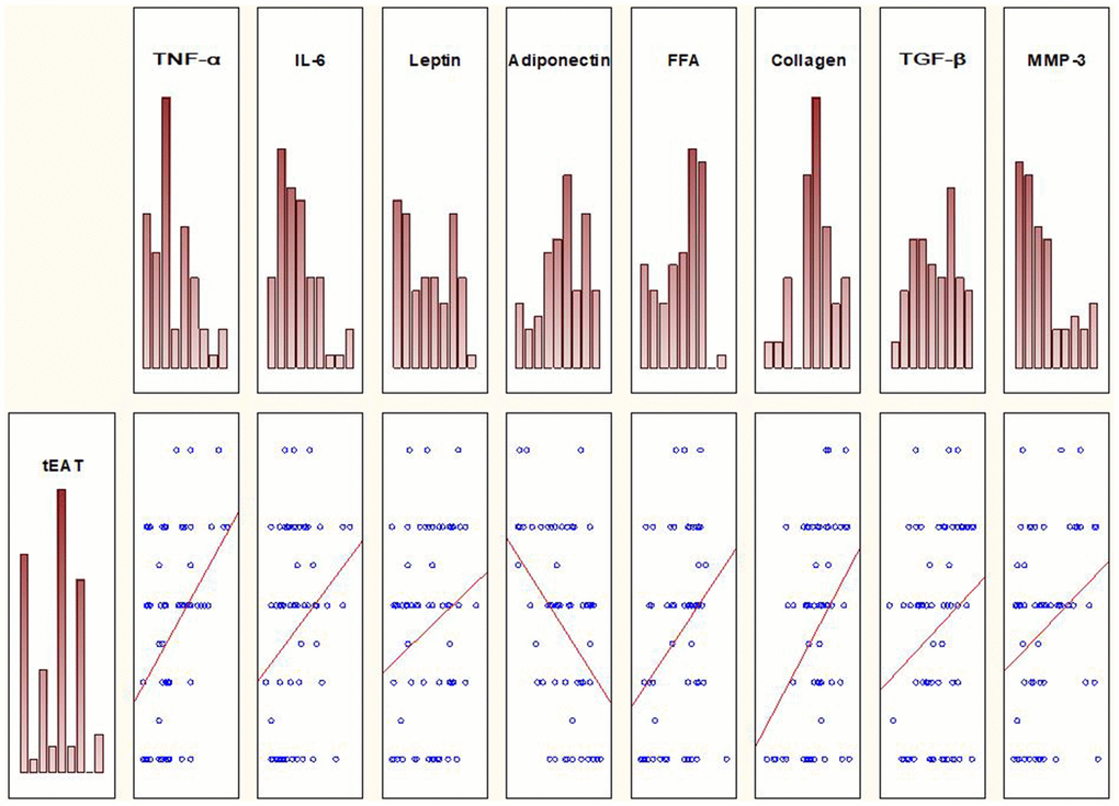 Spearman correlation analysis reveals relationships between tEAT and several metabolic risk factors in the group of patients with EO.