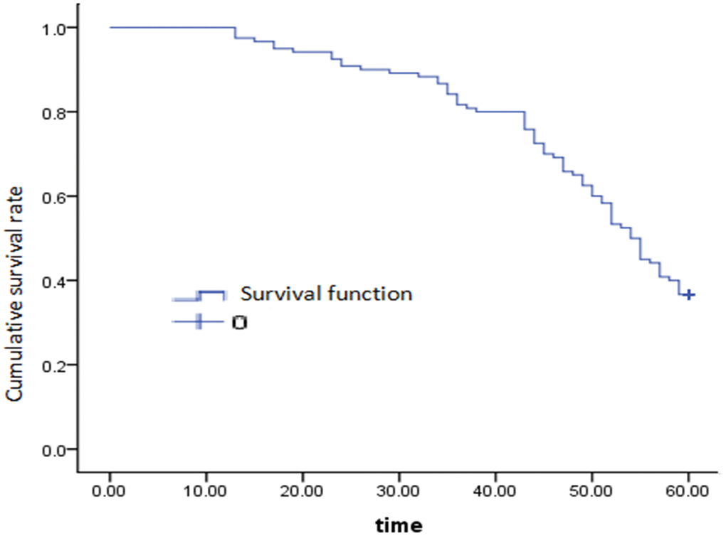 The 5-year overall survival curve of gastric cancer.