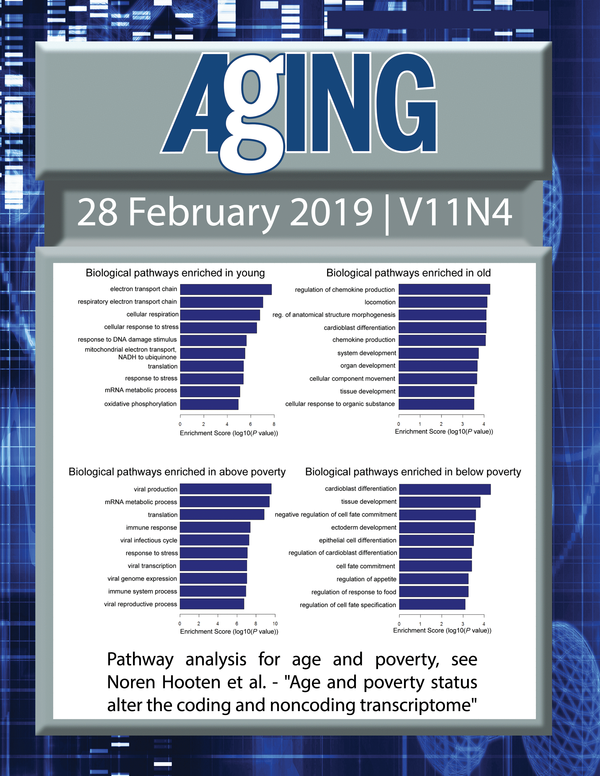 The cover features Figure 5 "Pathway analysis for age and poverty" from Noren Hooten.