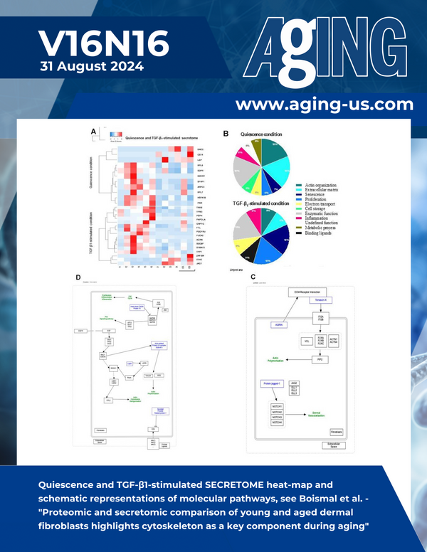The cover features Figure 1 "Quiescence and TGF-β1-stimulated SECRETOME heat-map and schematic representations of molecular pathways" from Boismal et al.